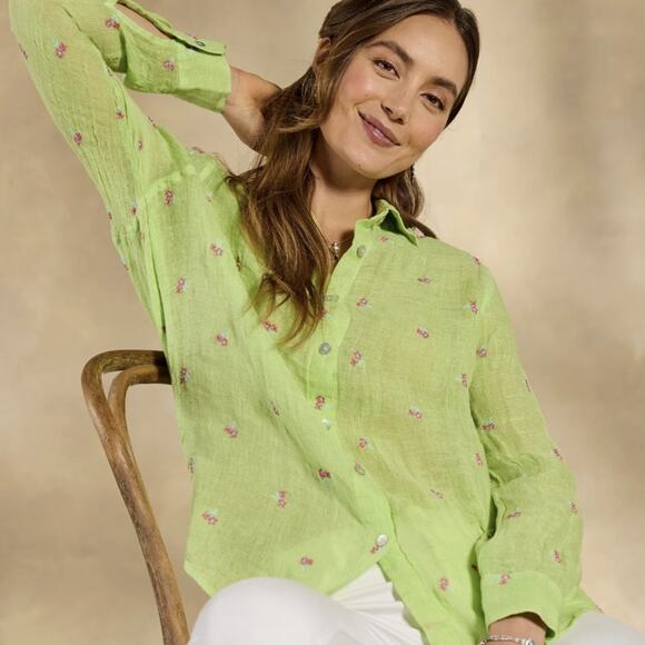 Figueroa & Flower Tops - Anthropologie Figueroa & Flower Lime Green Long Sleeve Button Down Shirt Small